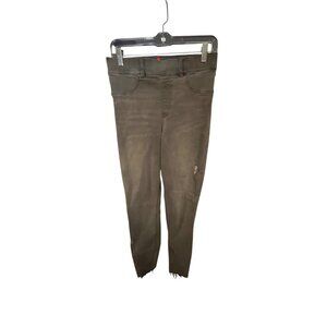 Spanx Medium Ankle‎ Skinny Jeans Distressed Hem Black Denim Womens Pants